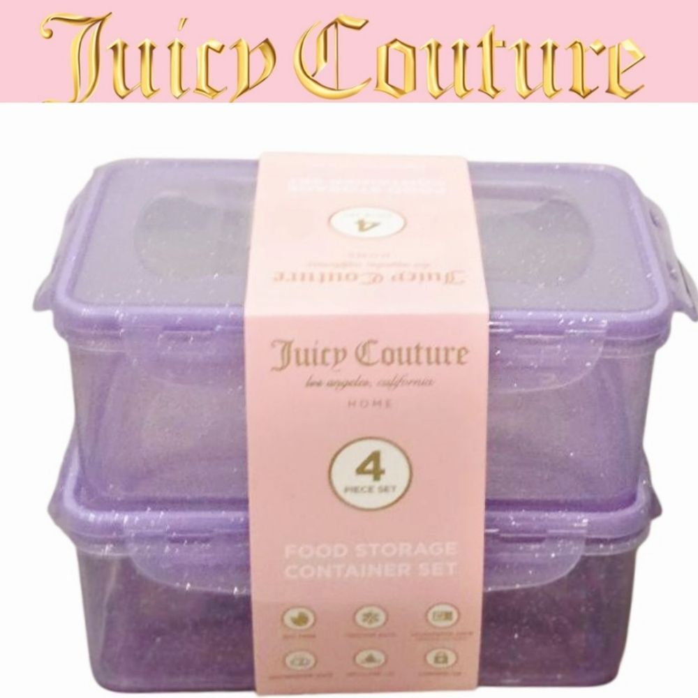 Juicy Couture Home 4-PC Glitter Infused Food Storage Container Set